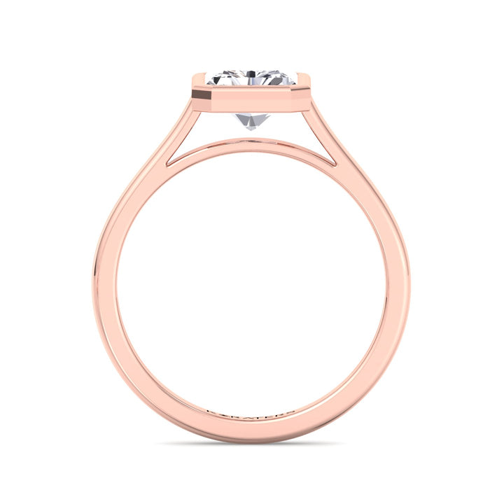 Radiant Solitaire Lab Diamond Rose 
Ring Bezel Set 