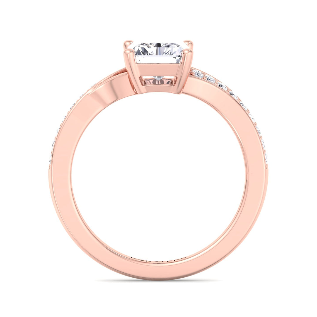 Radiant cut Lab Diamond Ring Sidestones Rose