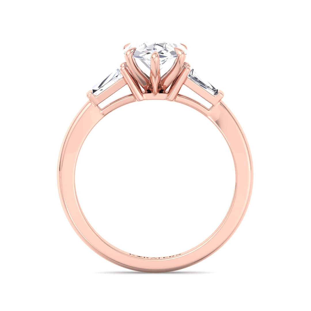 Roja-Pear Shaped Cut Lab Grown Rose Gold Diamond Engagement Ring, Profile