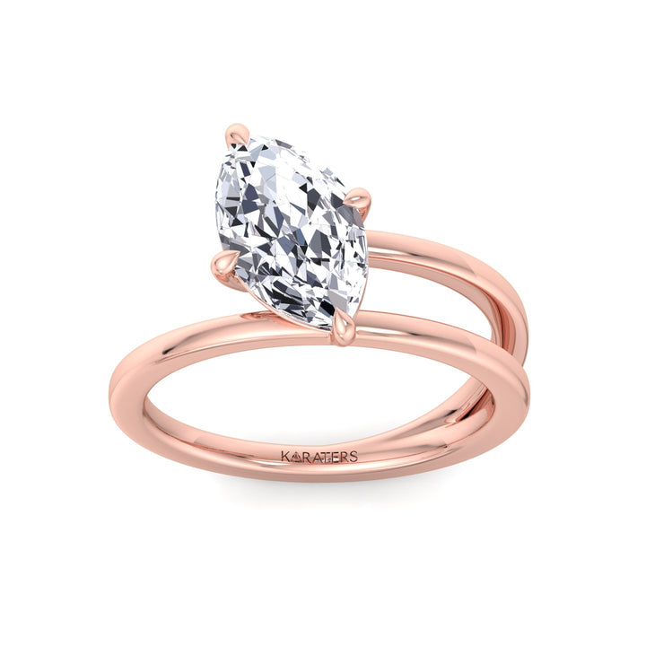 Syros - Twist Band Solitare Moval Lab-Grown Diamond Engagement Ring