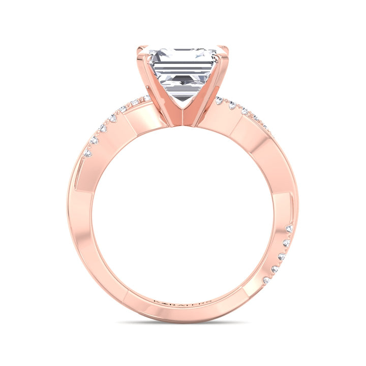 Karamell - Asscher Cut Lab Grown Diamond Engagement Ring with Twist SideStone Band