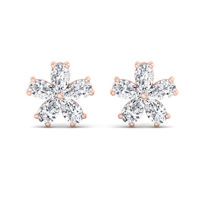 Chelsi - 1.07 Carat Pear Shape Lab-Grown Diamond Flower Earring Studs