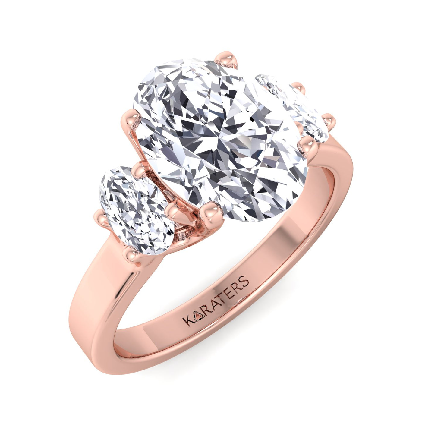 Pescara - Oval Cut Lab Grown Diamond Engagement Ring with Oval Side Stones