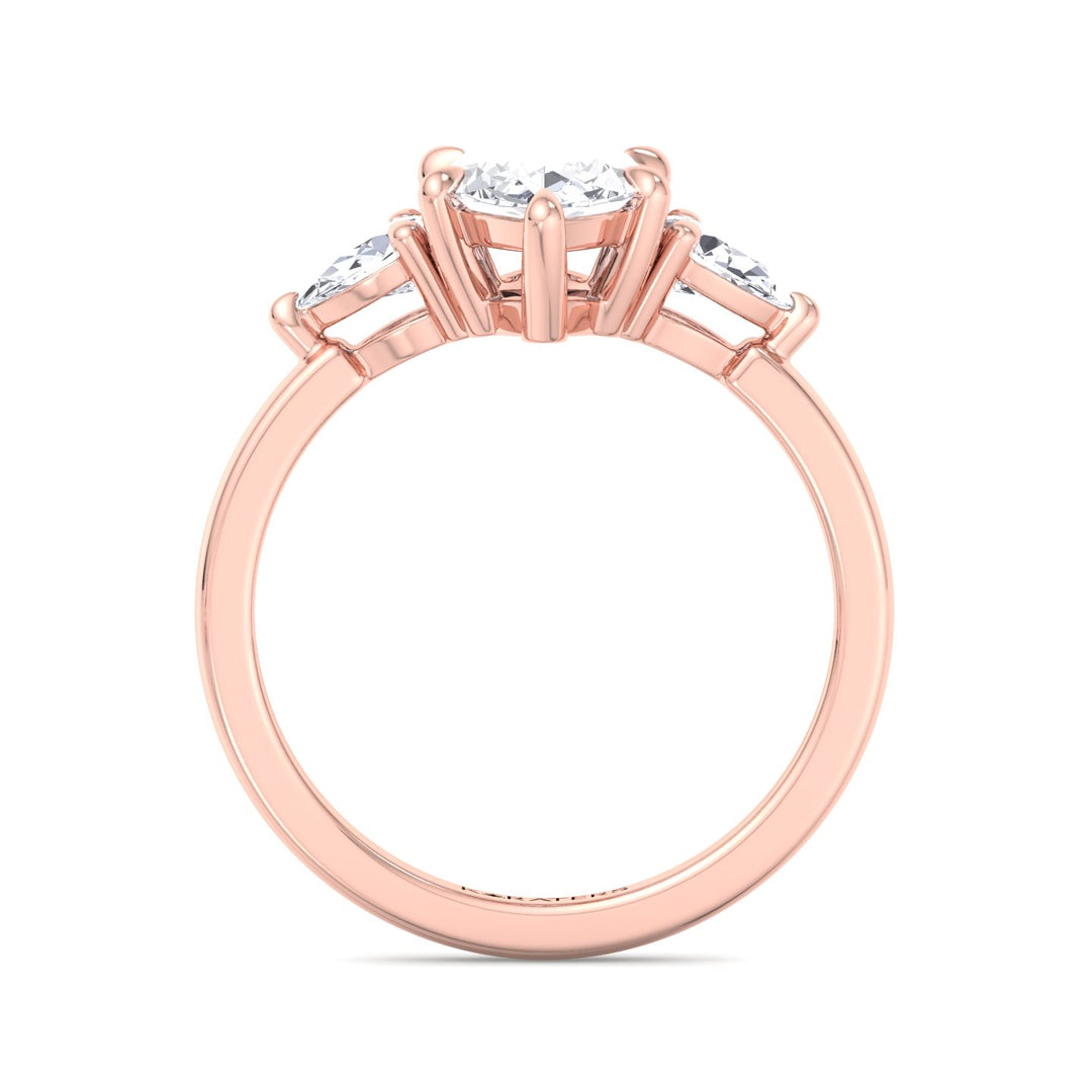 Cristallo - Marquise Shape Lab-Grown Diamond Engagement Ring with Pear Sidestones