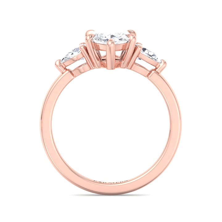 Cristallo - Marquise Shape Lab-Grown Diamond Engagement Ring with Pear Sidestones