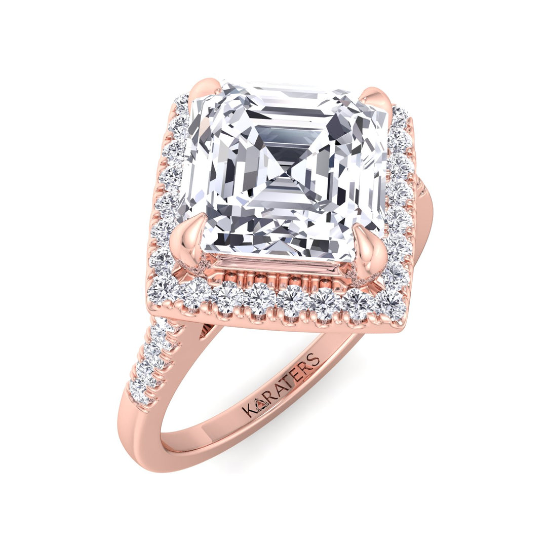 Kohle - Asscher Cut Lab Grown Diamond Engagement Ring With A Halo