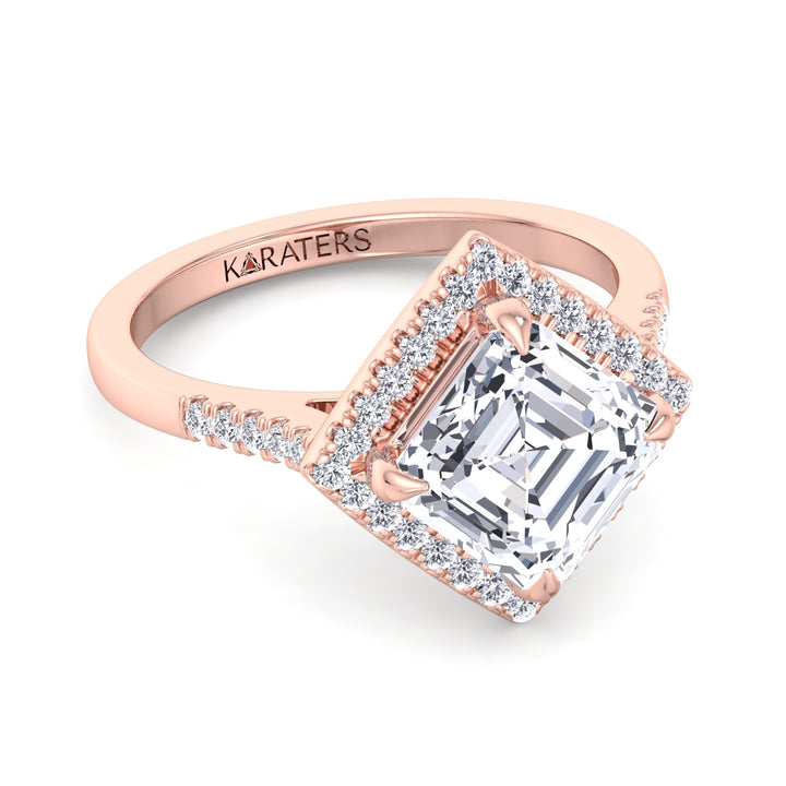 Kohle - Asscher Cut Lab Grown Diamond Engagement Ring With A Halo