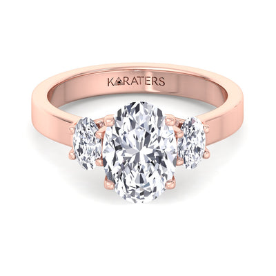 Pescara - Oval Cut Lab Grown Diamond Engagement Ring with Oval Side Stones