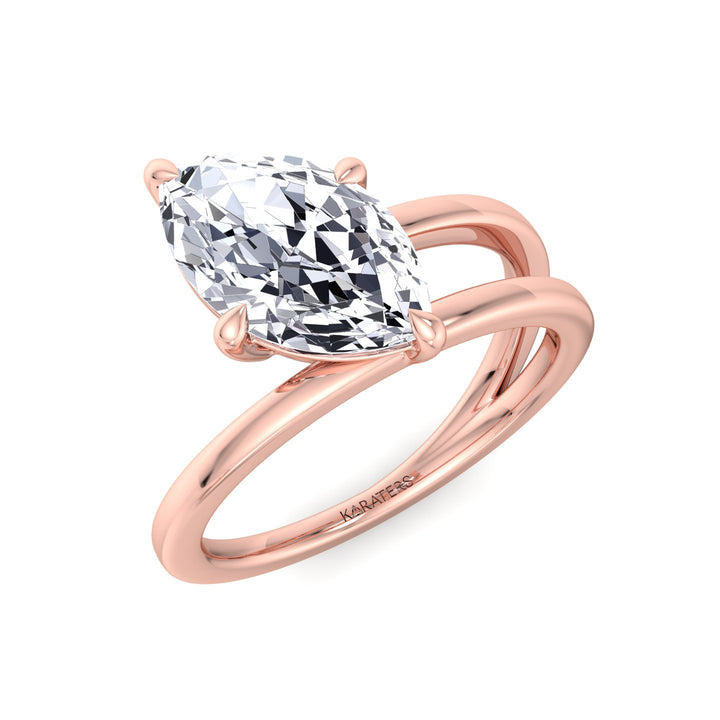 Syros - Twist Band Solitare Moval Lab-Grown Diamond Engagement Ring