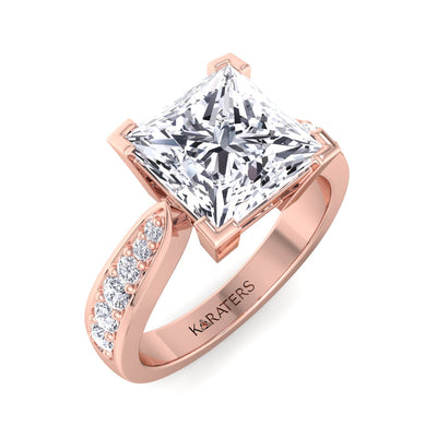 Calgary - Princess Cut Lab-Grown Diamond Engagement Ring with SideStones Channel Setting