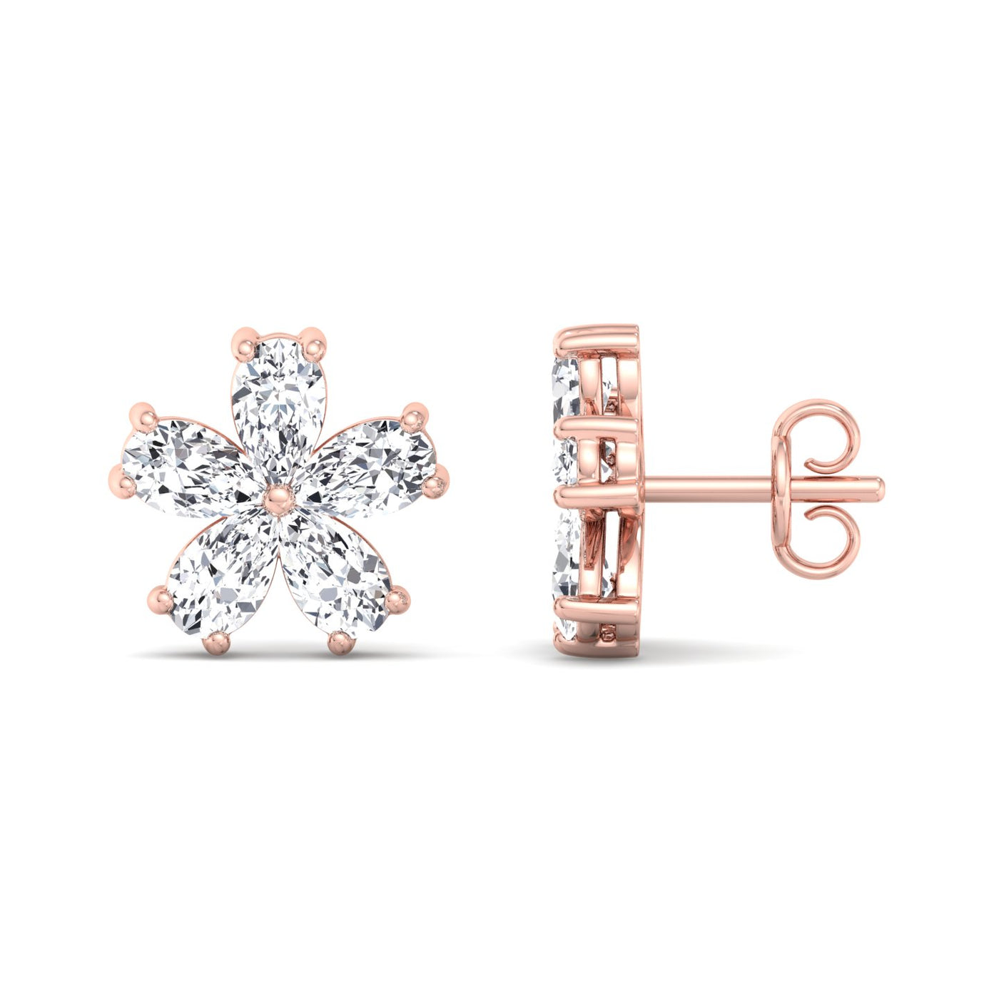 Chelsi - 1.07 Carat Pear Shape Lab-Grown Diamond Flower Earring Studs