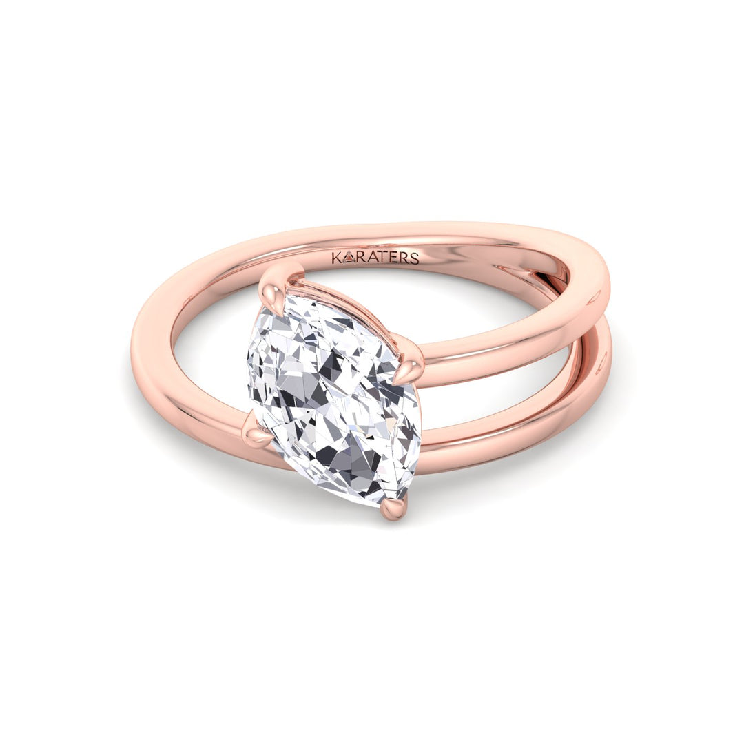 Syros - Twist Band Solitare Moval Lab-Grown Diamond Engagement Ring