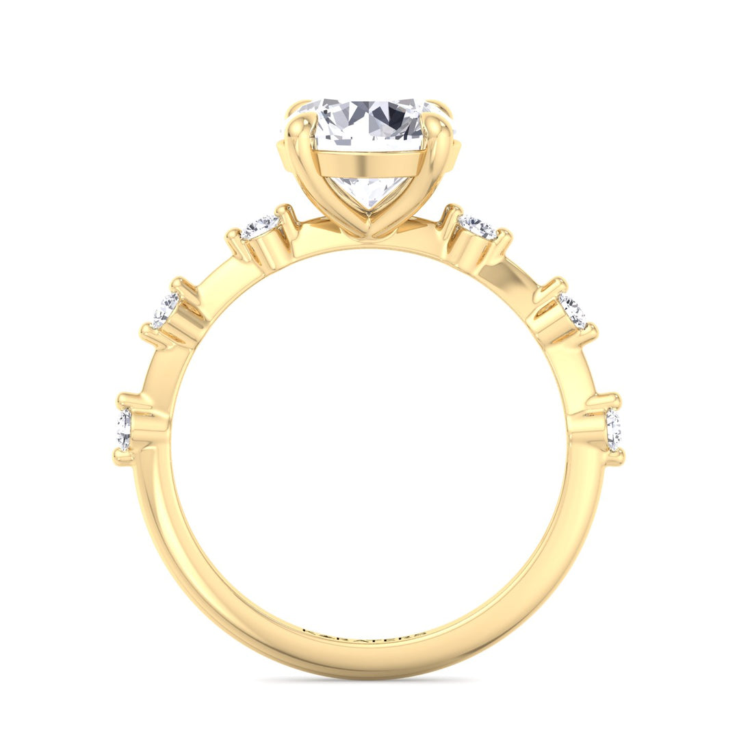 Round Cut Solitaire Engagement Ring Yellow Gold Profile View