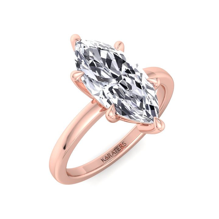 Sesame-Marquise Lab Rose Gold Diamond Engagement Ring, Top Down