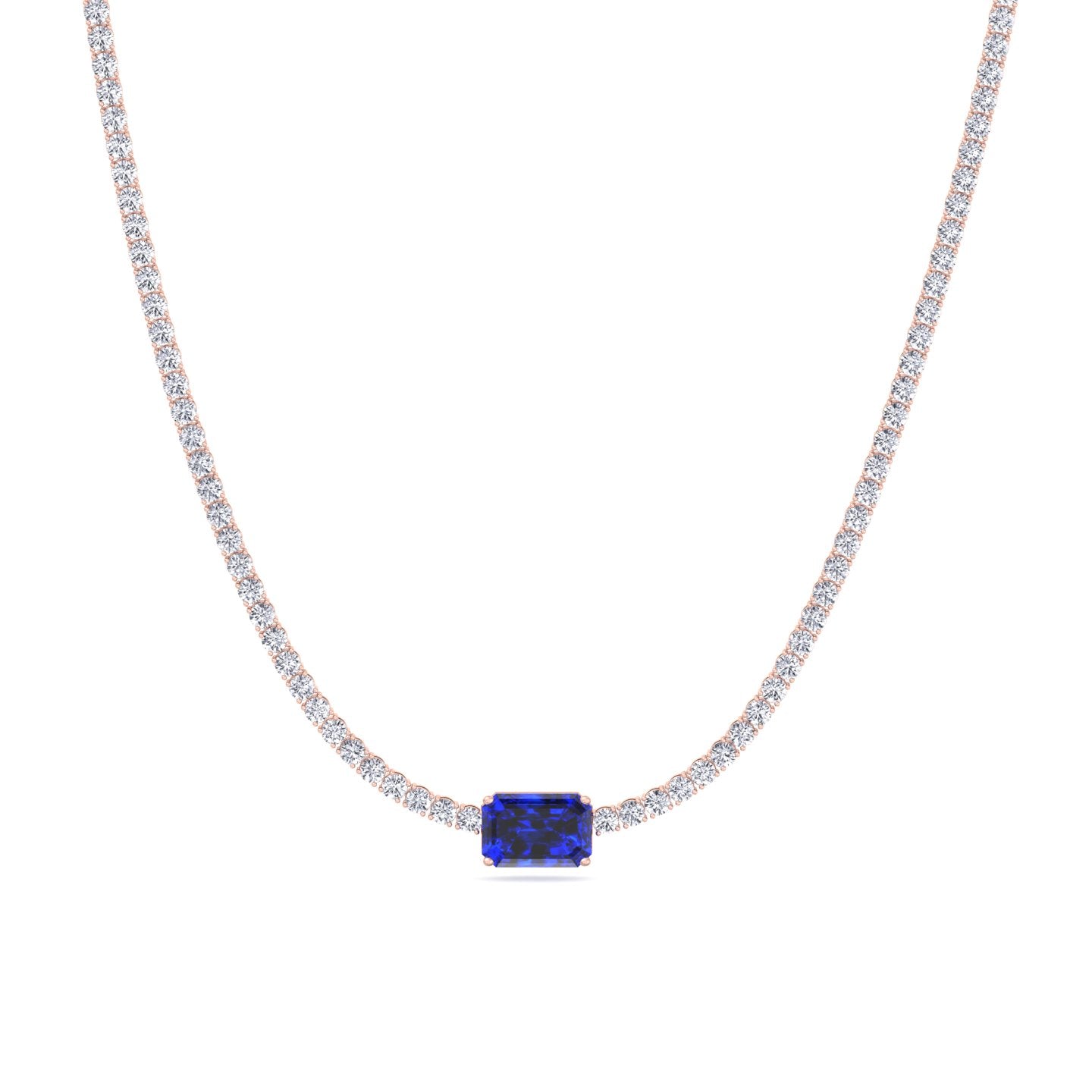 12CT Blue Sapphire Diamond Necklace