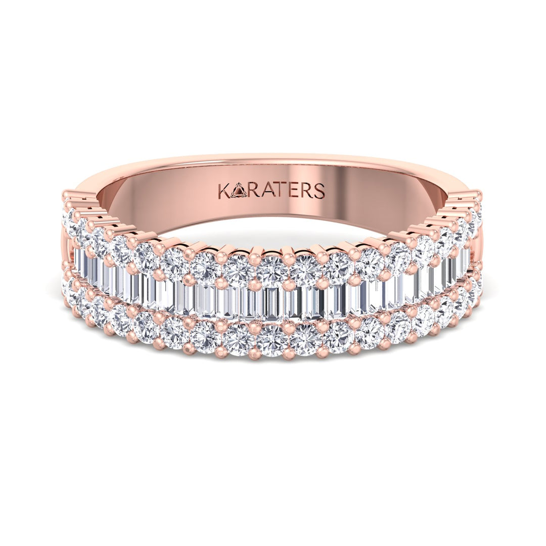 Soria-Baguette Lab Rose Gold Diamond Eternity Band, Front
