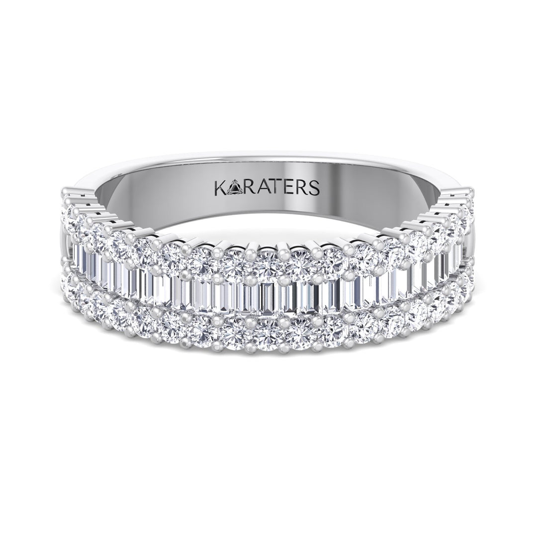 Soria-Baguette Lab White Gold Diamond Eternity Band, Front