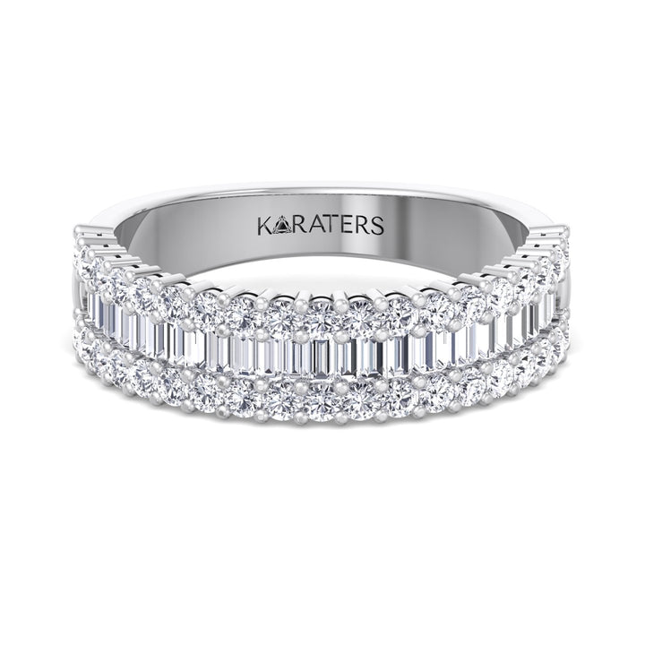 Soria-Baguette Lab White Gold Diamond Eternity Band, Front