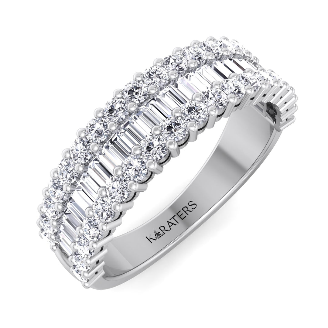 Soria-Baguette Lab White Gold Diamond Eternity Band, Tilted