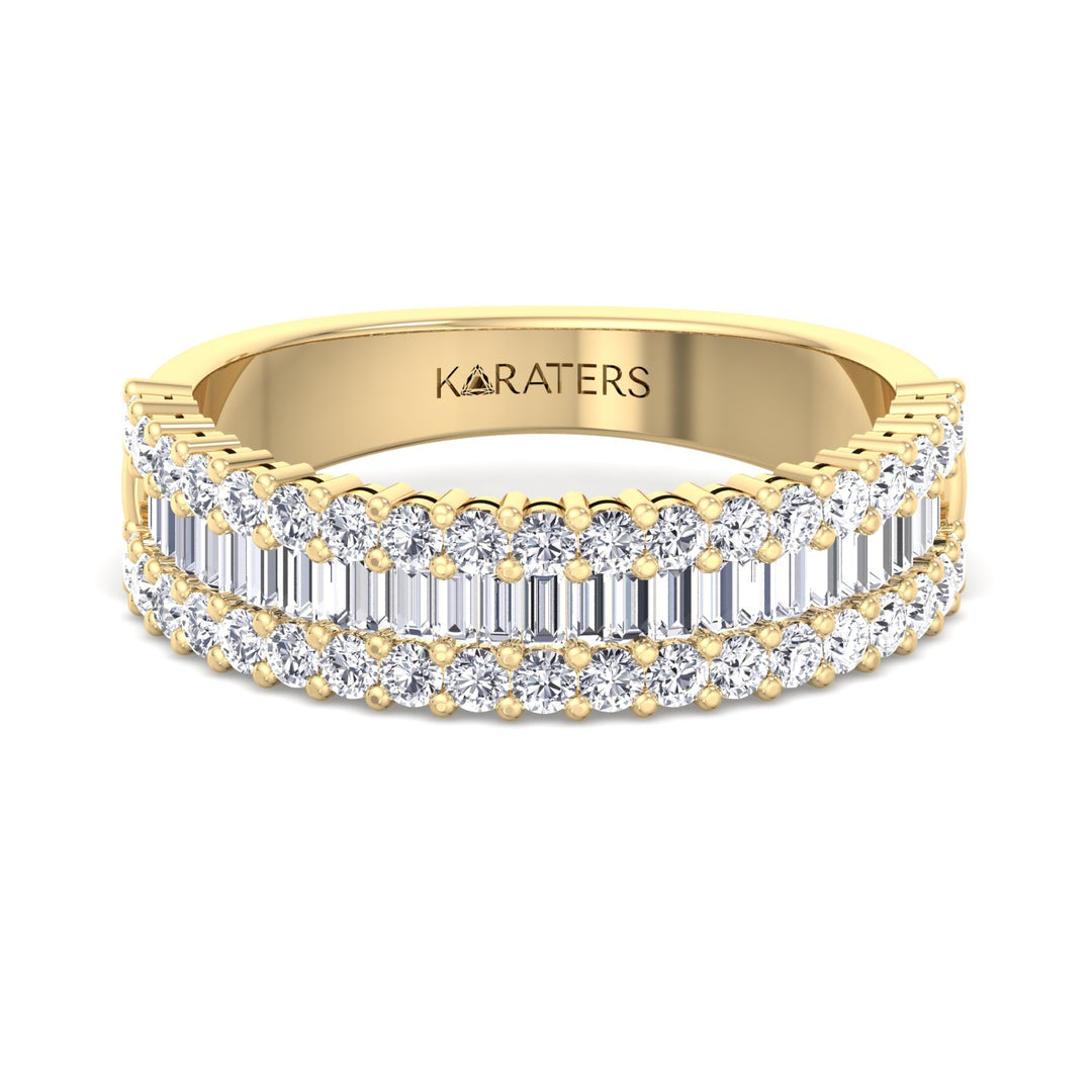 Soria-Baguette Lab Yellow Gold Diamond Eternity Band, Front