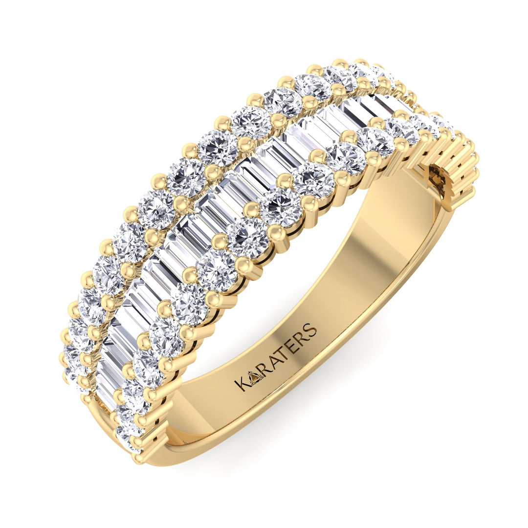 Soria-Baguette Lab Yellow Gold Diamond Eternity Band, Tilted