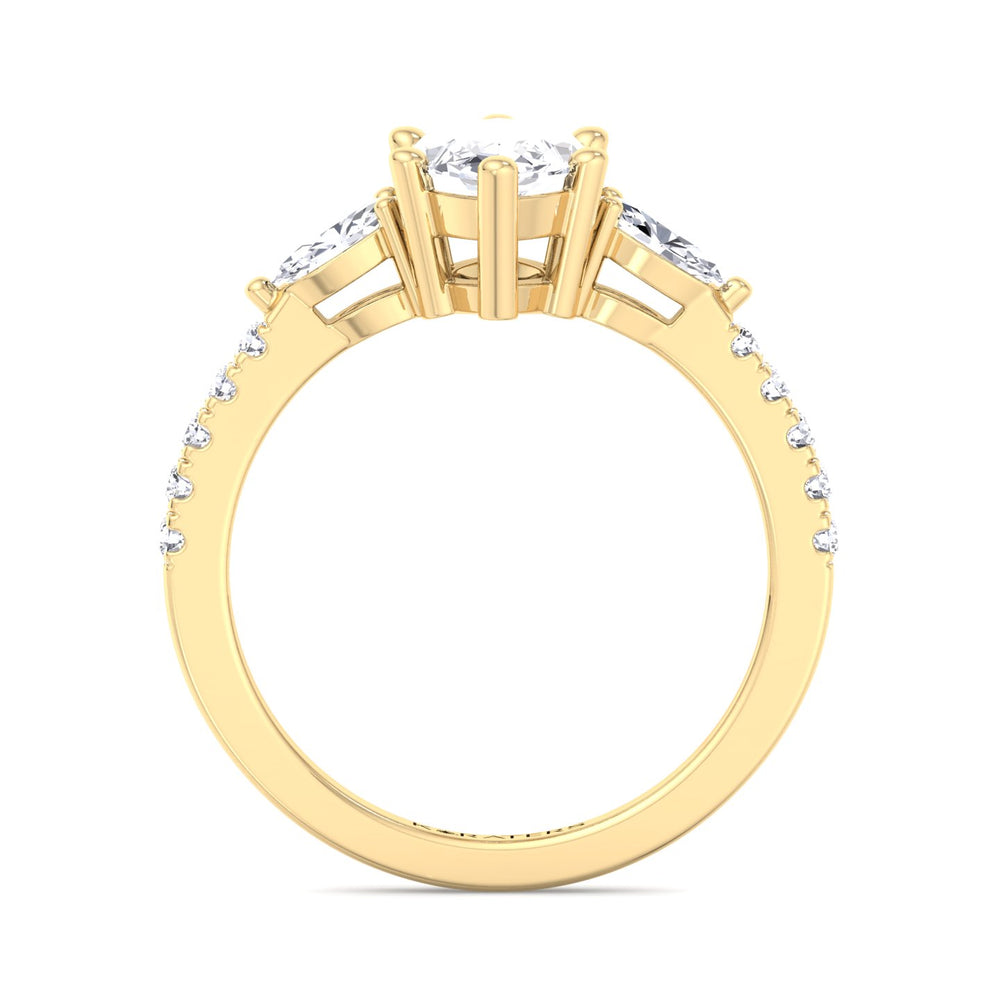 Thymian-Marquise Cut Lab Diamond Ring, Yellow Gold, Profile SideStones

