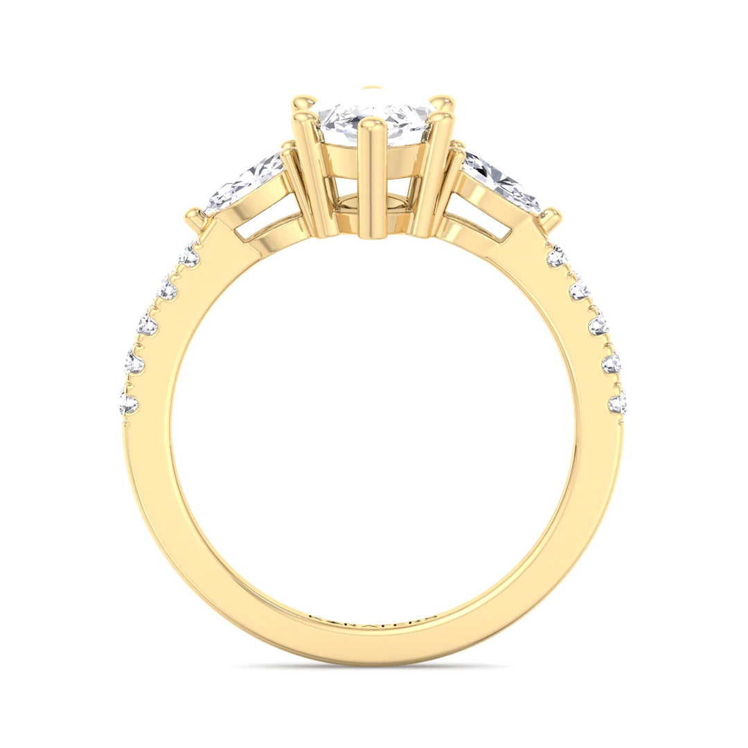 Thymian-Marquise Cut Lab Diamond Ring, Yellow Gold, Profile SideStones
