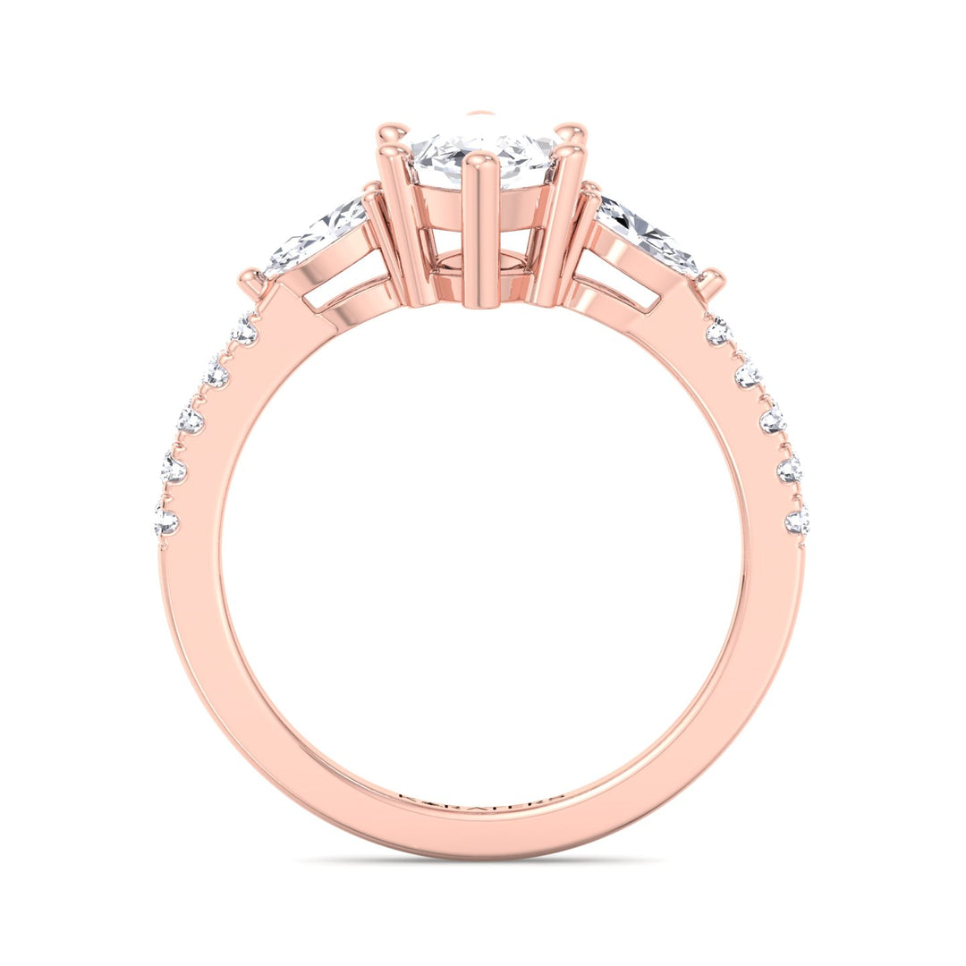 Thymian-Marquise Cut Lab Rose Gold Diamond Engagement Ring, Profile