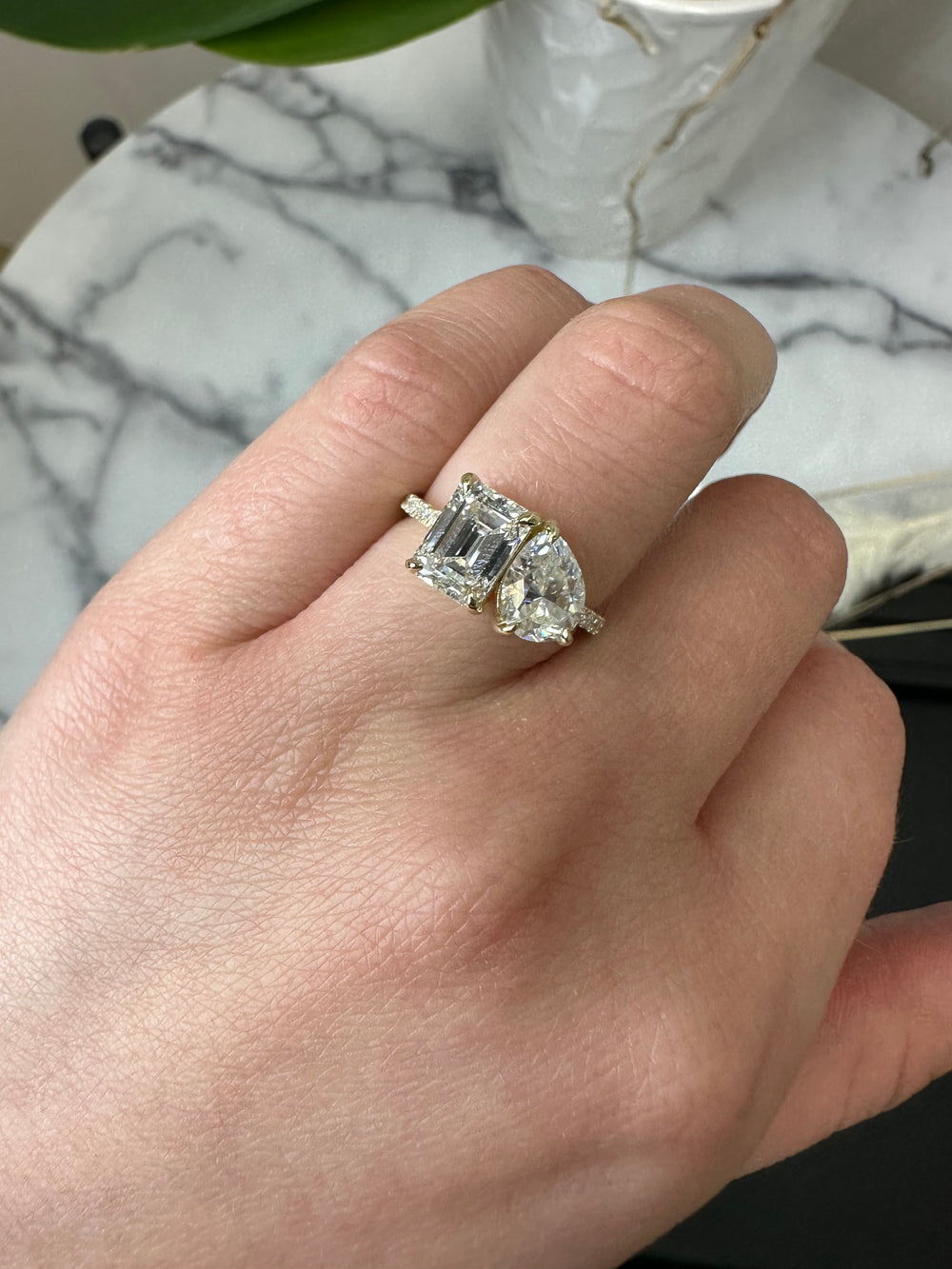 Toi et Moi Emerald & Pear Lab Diamond Ring