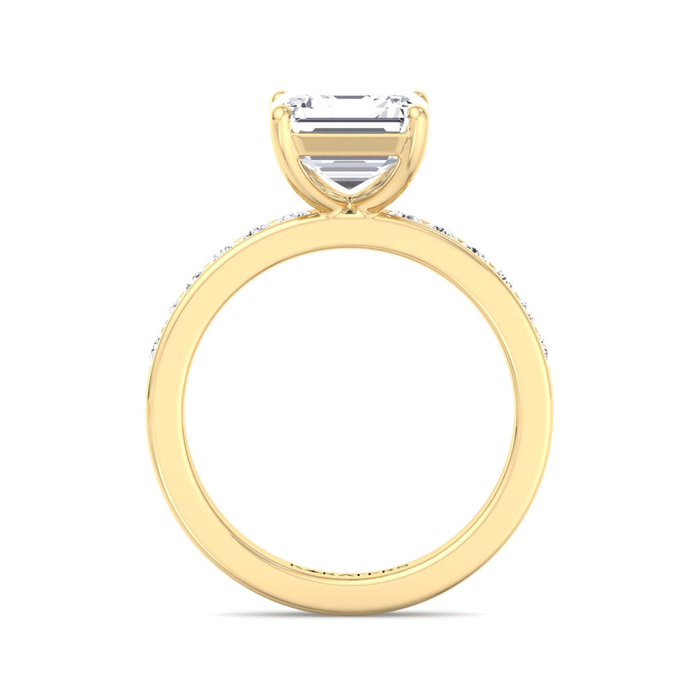 Traube - Asscher Lab Diamond Ring Channel SideStones Yellow
