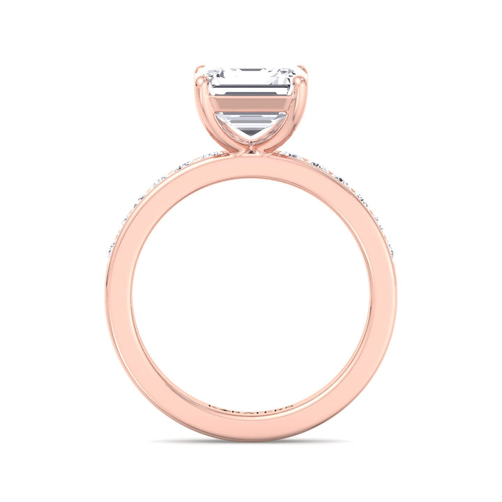 Traube - Asscher Lab Grown Diamond Ring Channel SideStones Rose 