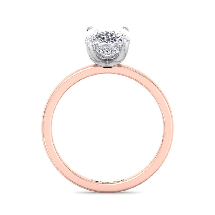 Two Tone Elongated Cushion Lab Diamond Rose Engagement Ring, Profile
