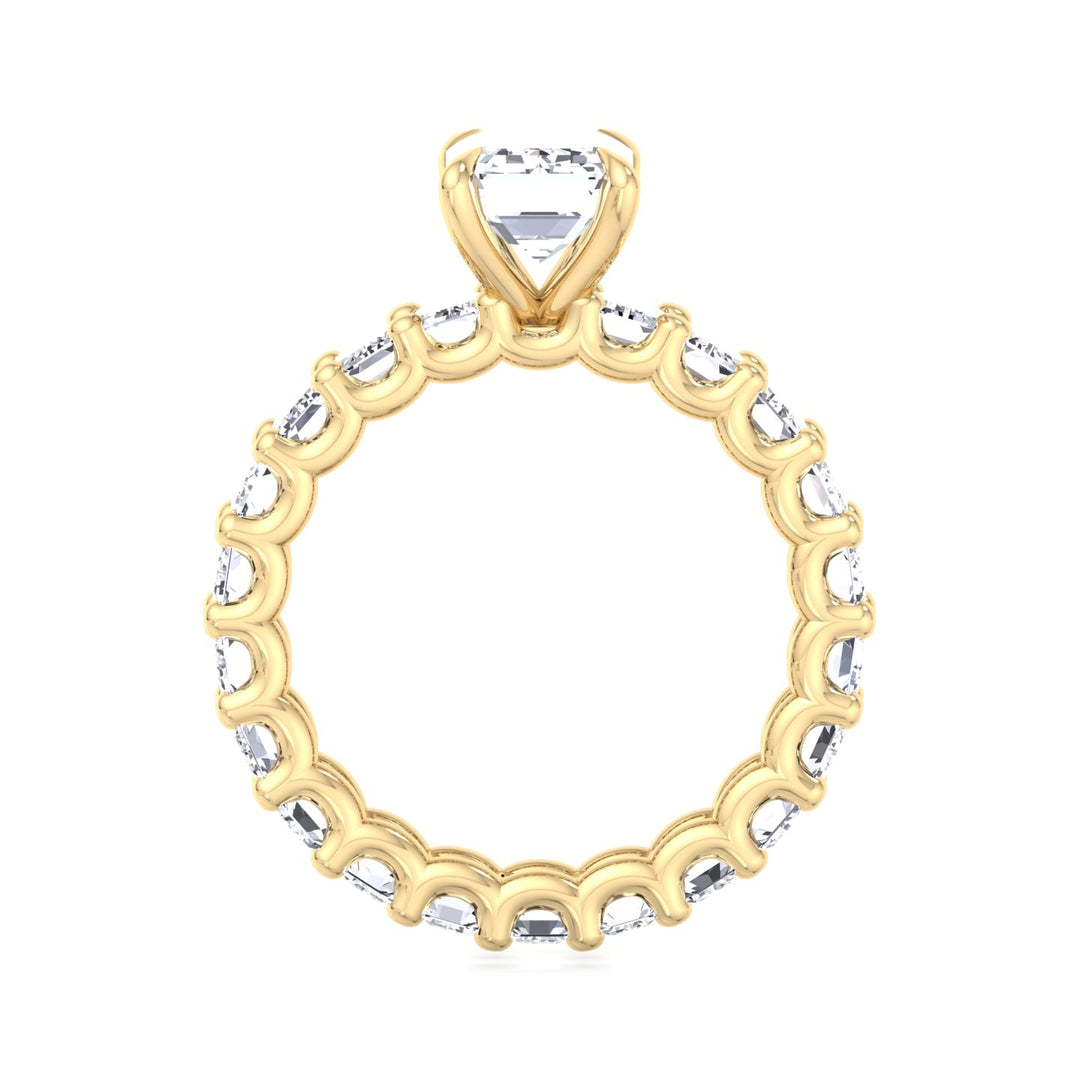 U-Prong Set Emerald Lab Diamond Eternity Ring Yellow