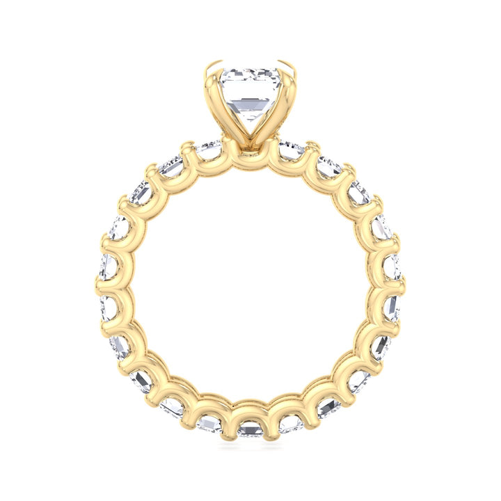 U-Prong Set Emerald Lab Diamond Eternity Ring Yellow