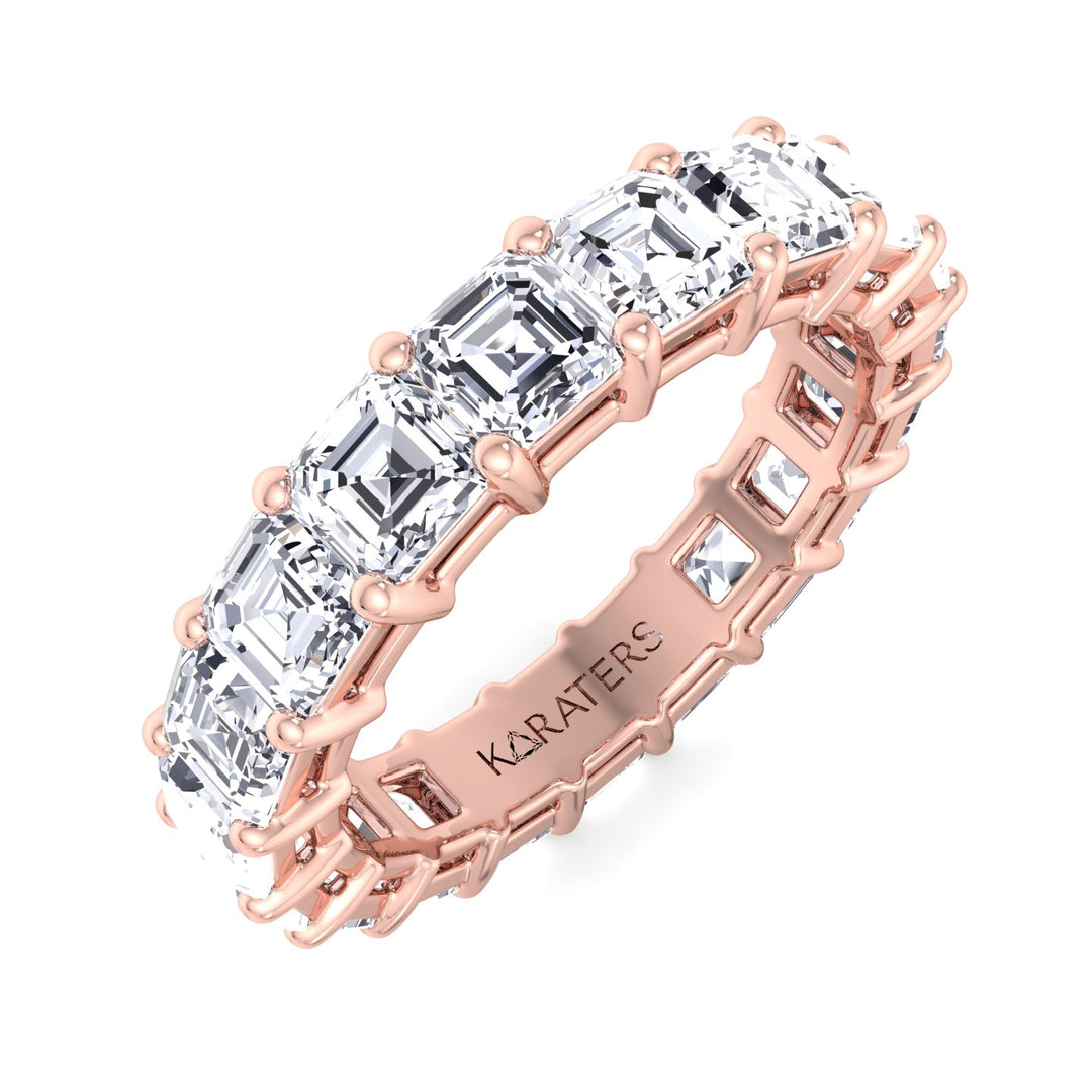 Utrera-Asscher Lab Rose Gold Diamond Eternity Band, Top Down