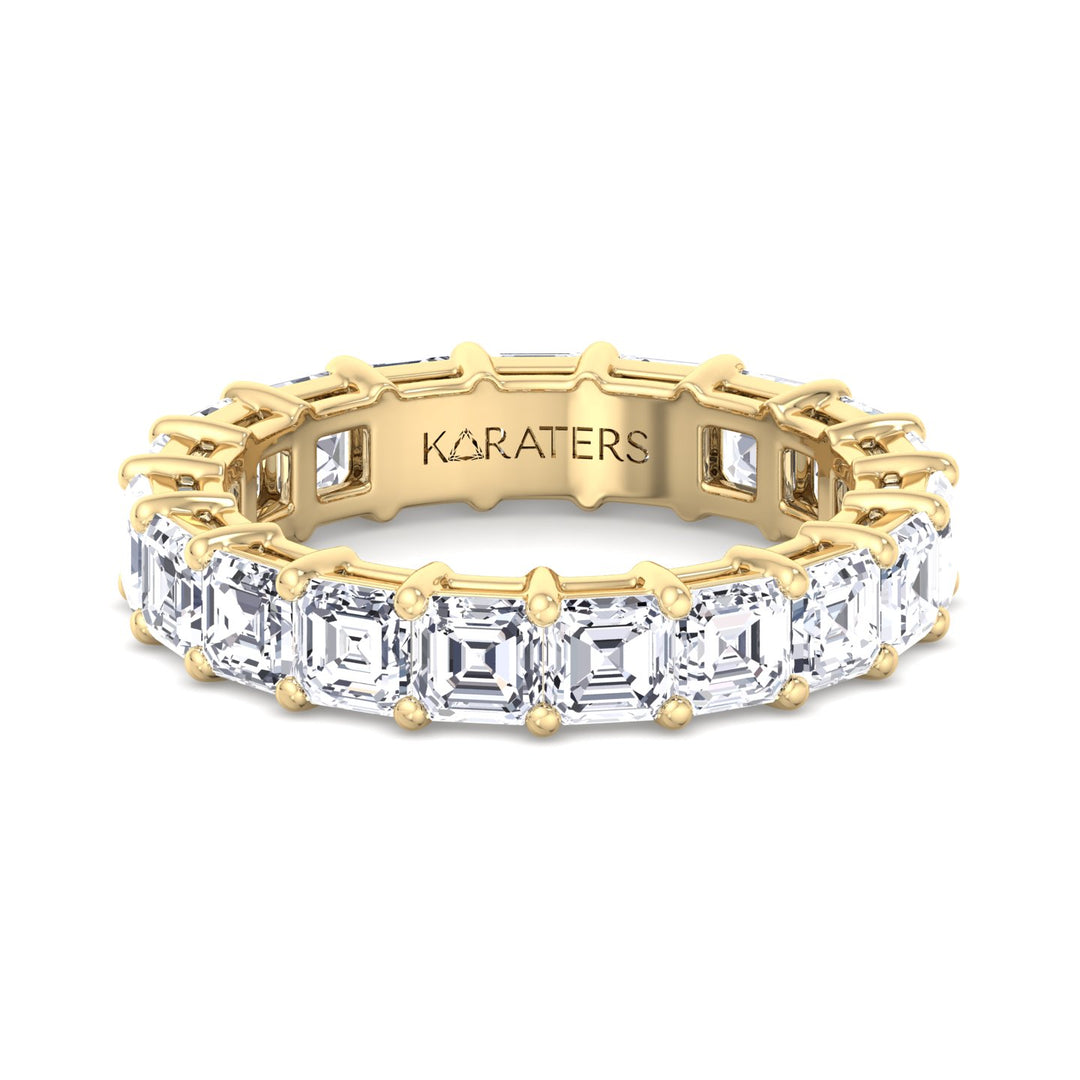 Utrera-Asscher Lab Yellow Gold Diamond Eternity Band, Front
