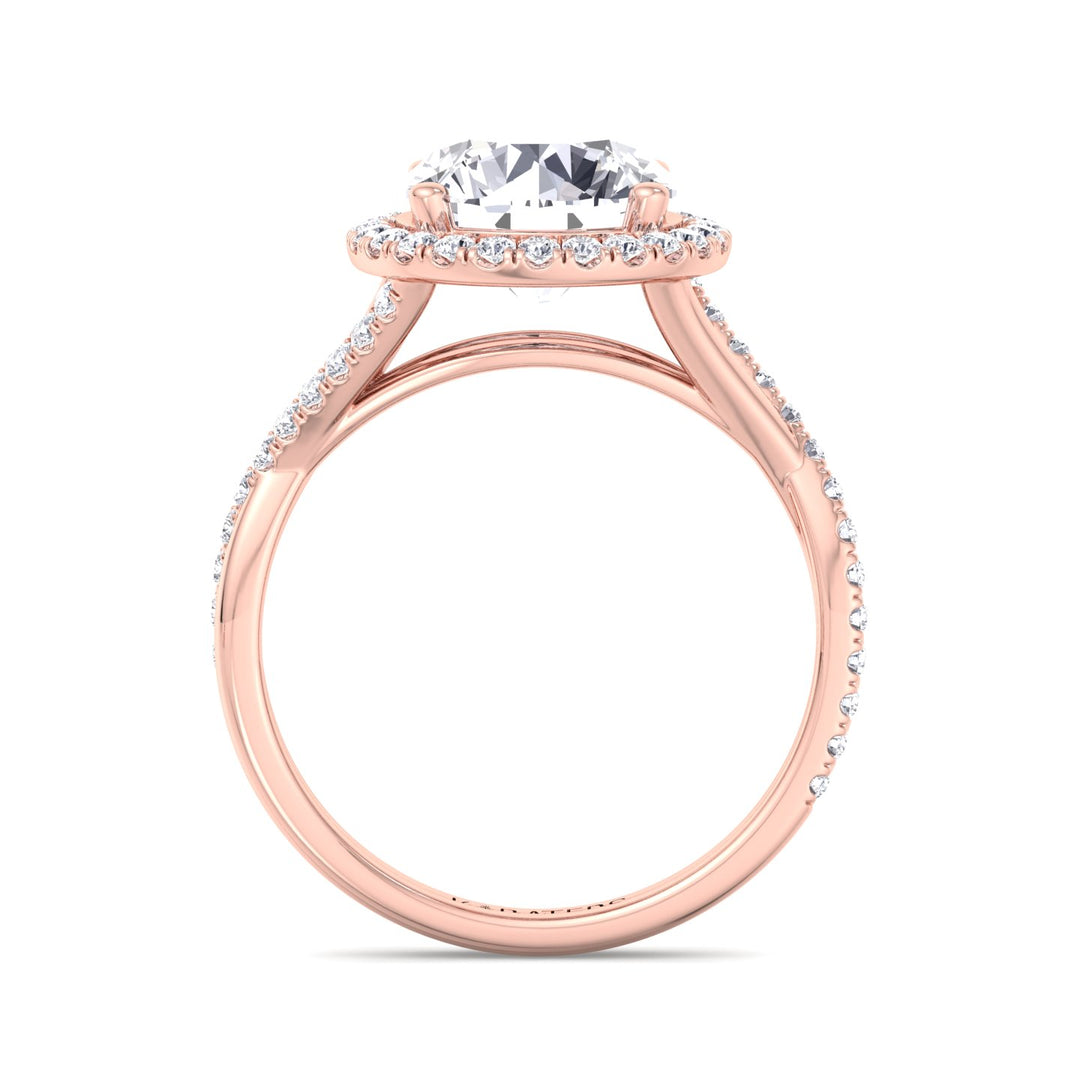 Velsen - Round Halo Lab Diamond Engagement Ring, Rose Gold, Profile