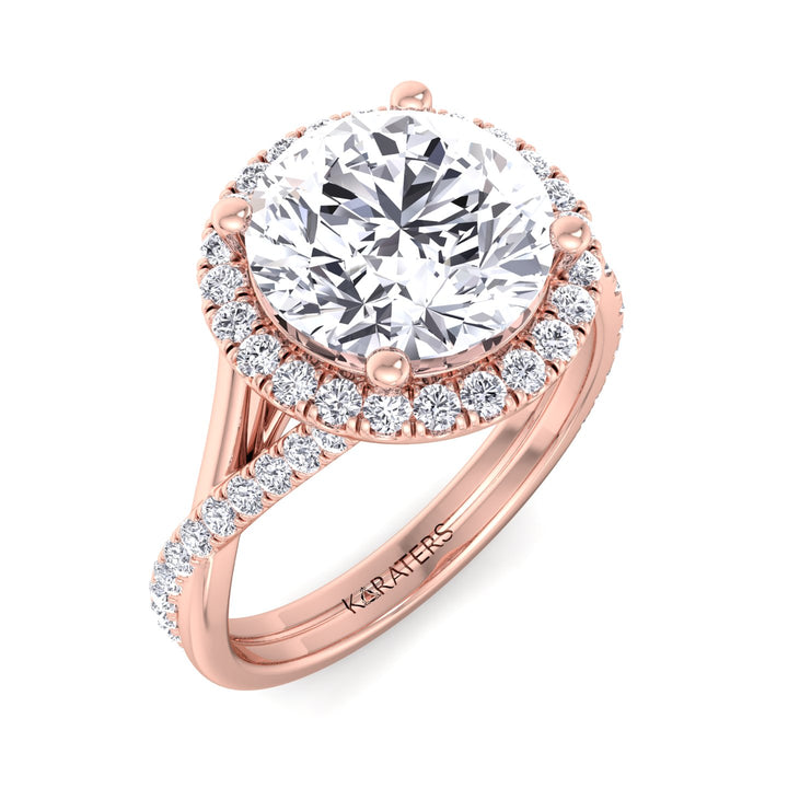 Velsen - Round Halo Lab Diamond Engagement Ring, Rose Gold, Top