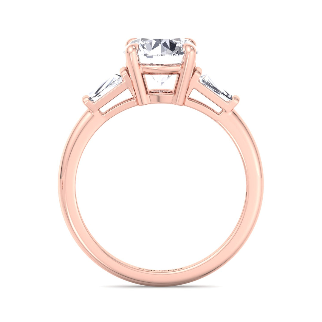 Vizio - Taper Baguette Round Cut Lab Diamond Engagement Ring, Rose Gold, Profile