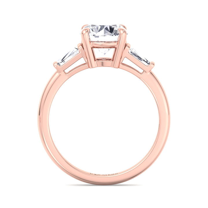 Vizio - Taper Baguette Round Cut Lab Diamond Engagement Ring, Rose Gold, Profile