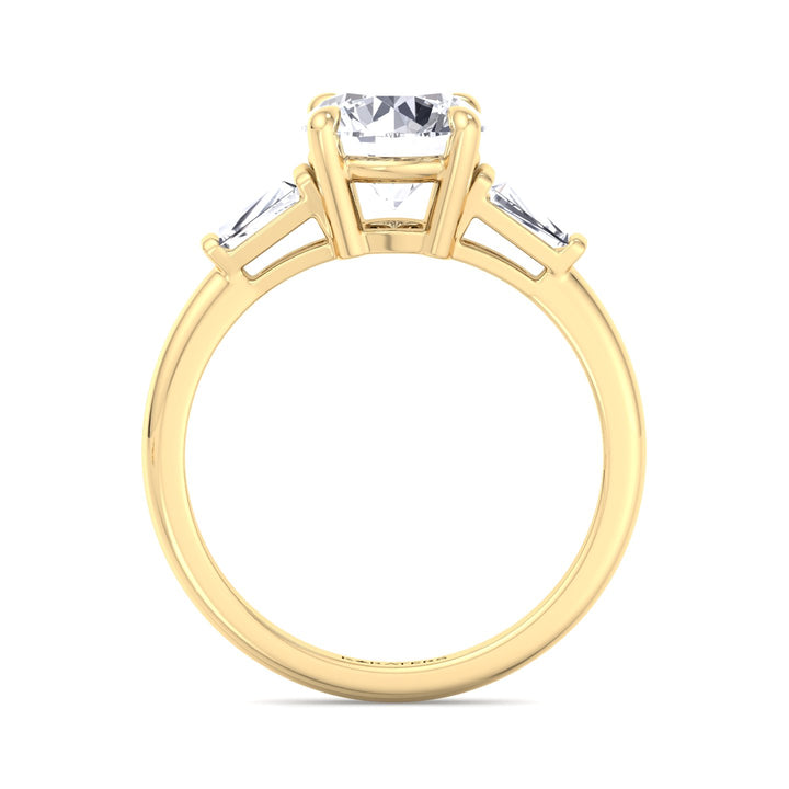 Vizio - Taper Baguette Round Lab Diamond Engagement Ring, Yellow Gold, Profile 