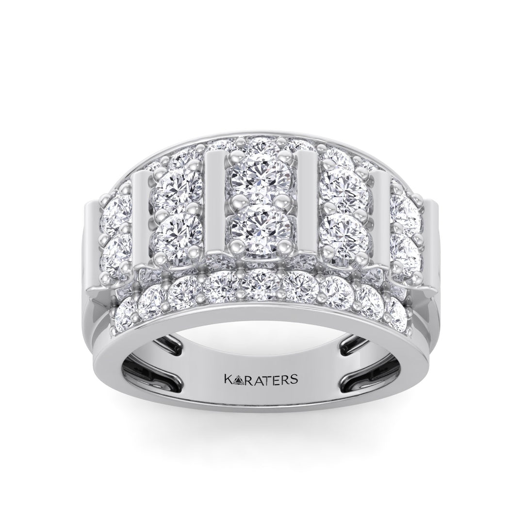 Beta - 5ct Men’s Multi Row Lab-Grown Diamond Column Ring