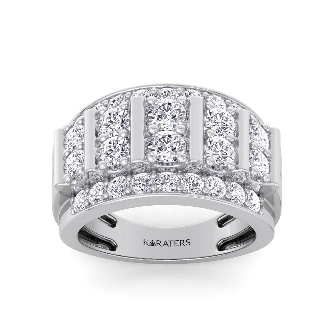 Beta - 5ct Men’s Multi Row Lab-Grown Diamond Column Ring