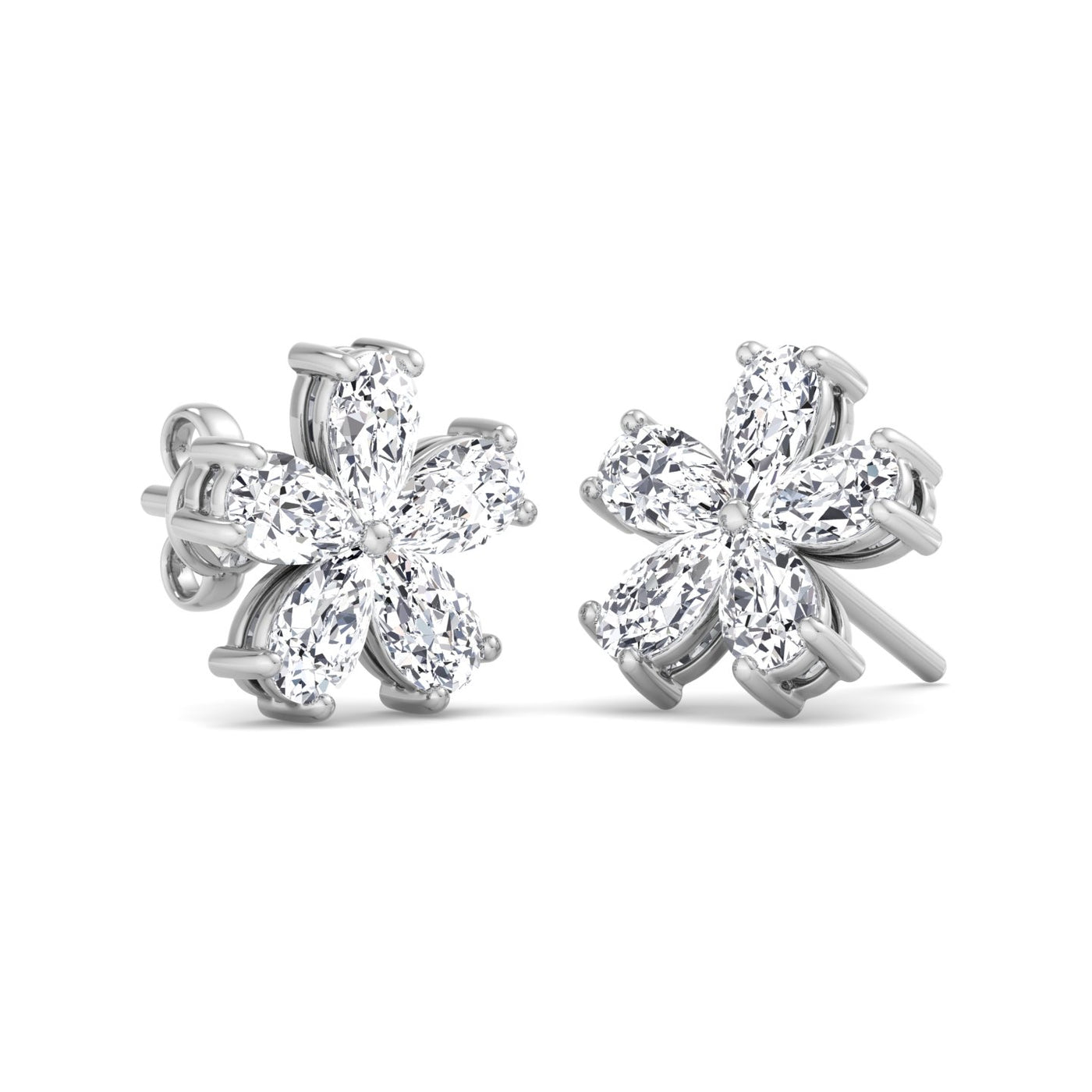 Chelsi - 1.07 Carat Pear Shape Lab-Grown Diamond Flower Earring Studs