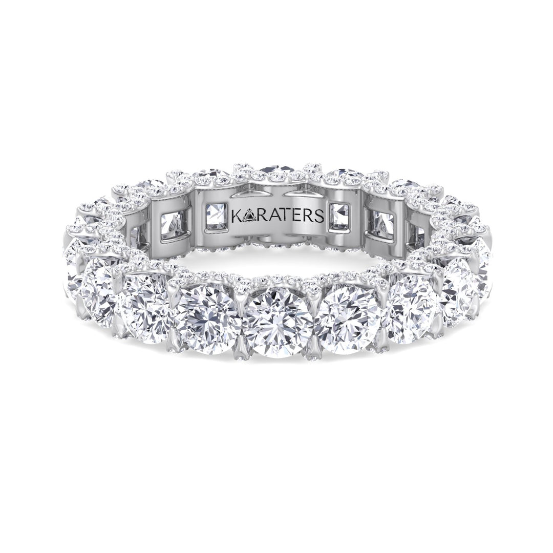 Luarca - Round Cut Lab Grown Diamond Eternity Band With Hidden Halo