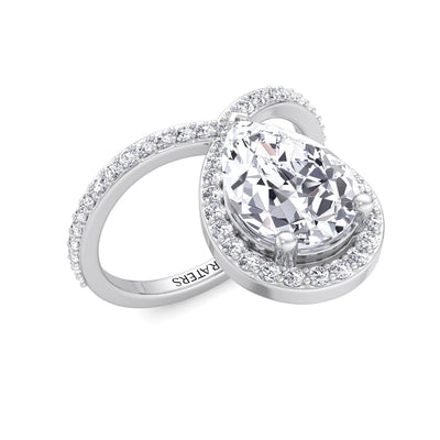 Blanca - Pear Shaped Cut Lab Grown Diamond Engagement Ring With Halo and Twisted Pave Band