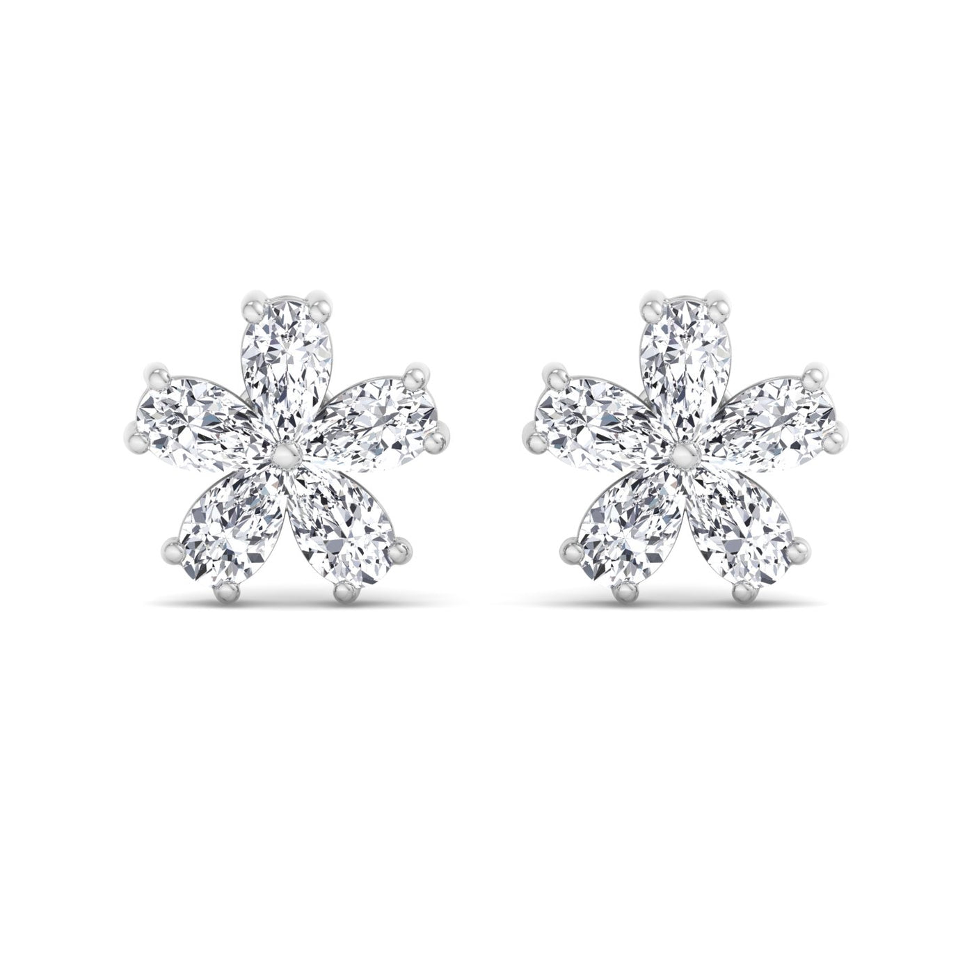 Chelsi - 1.07 Carat Pear Shape Lab-Grown Diamond Flower Earring Studs