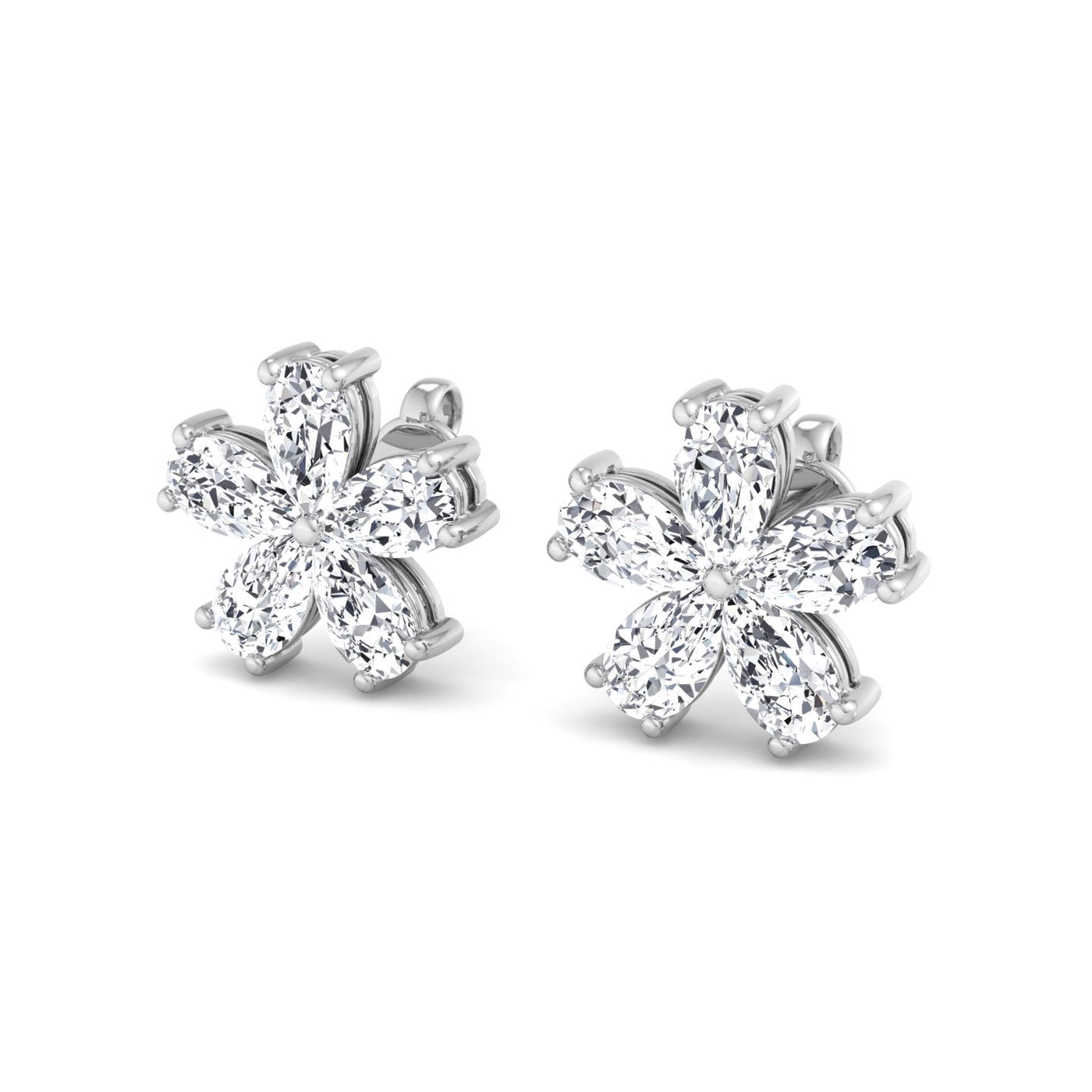 Chelsi - 1.07 Carat Pear Shape Lab-Grown Diamond Flower Earring Studs