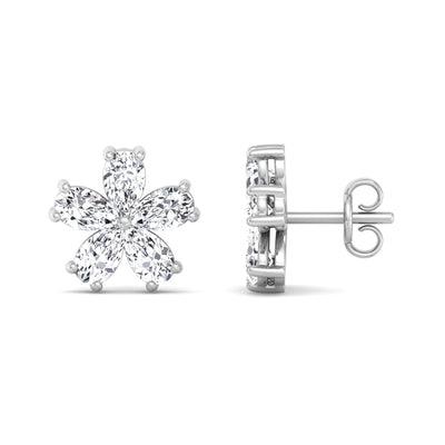 Chelsi - 1.07 Carat Pear Shape Lab-Grown Diamond Flower Earring Studs