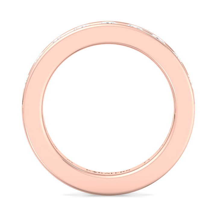 Yecla-Round Lab Rose Gold Diamond Channel Set Eternity Band, Profile